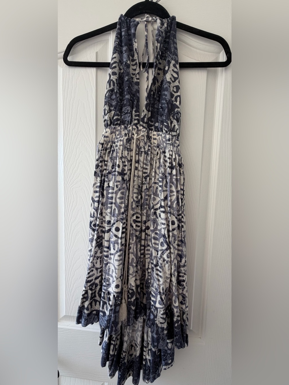 Free People Blue & Cream Halter  Dress